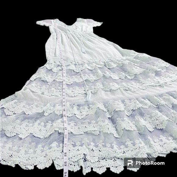 Altar’d State Lace Ruffles Romantic Dress with Tassels and Side Slits - … - Picture 3 of 13